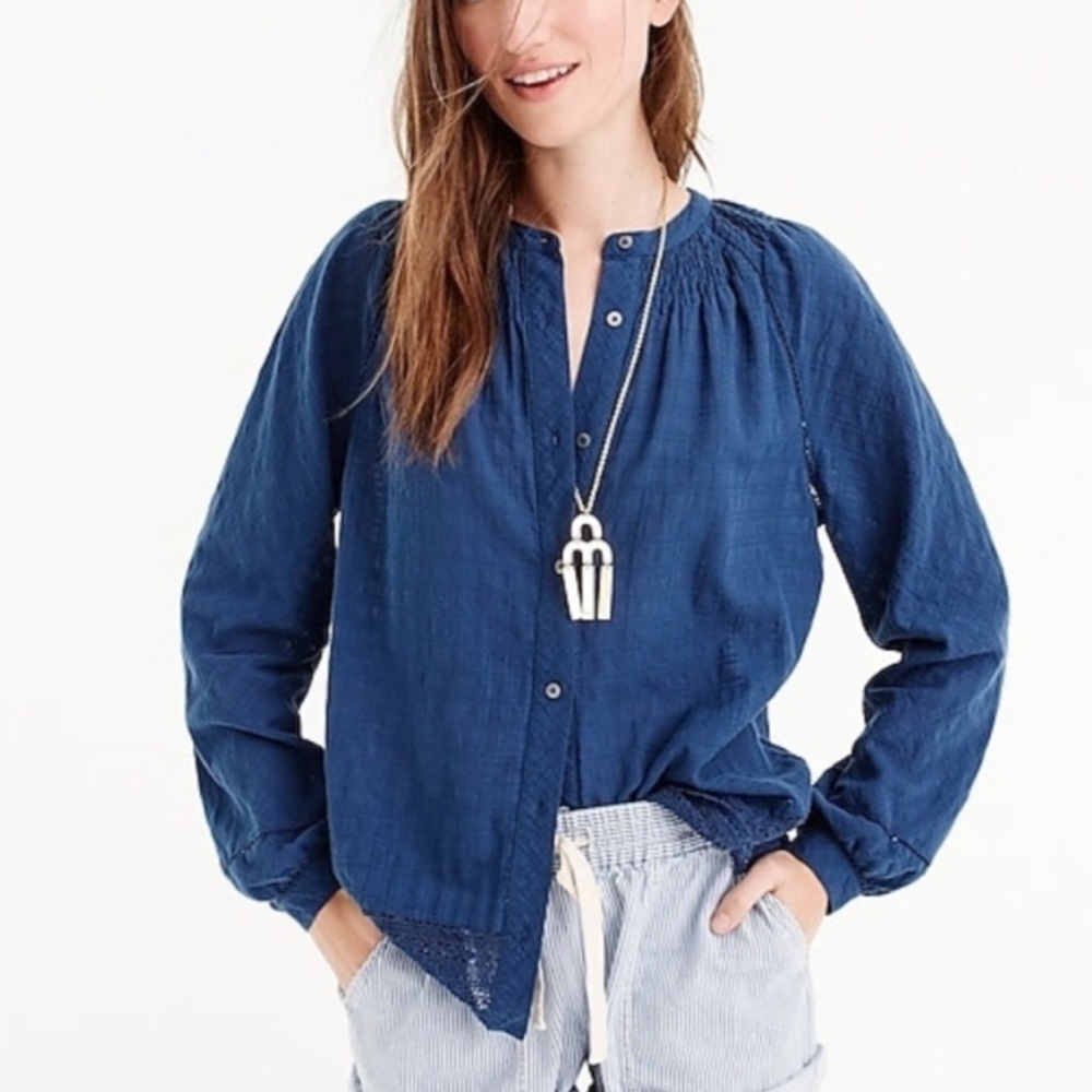 J Crew Point Sur Smocked Top